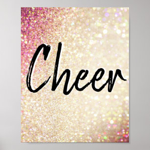 Cheer Poster   Faux Gold and Pink Glitter