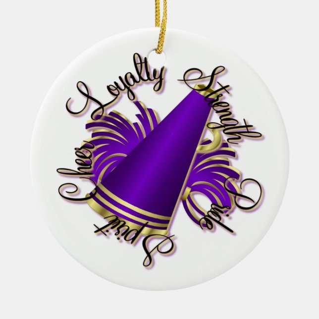 Cheer Purple and Gold Customisable Ornament (Front)