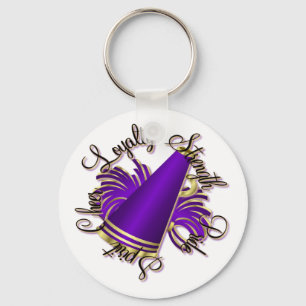 Cheer Purple and Gold Qualities Key Ring