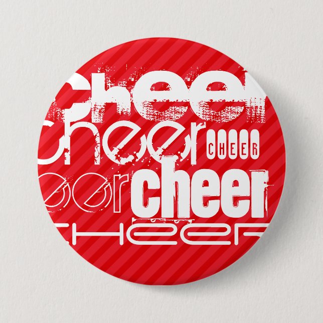 Cheer; Scarlet Red Stripes 7.5 Cm Round Badge (Front)
