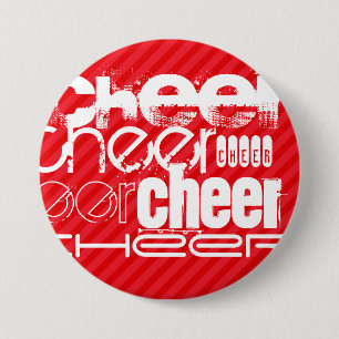 Cheer; Scarlet Red Stripes 7.5 Cm Round Badge