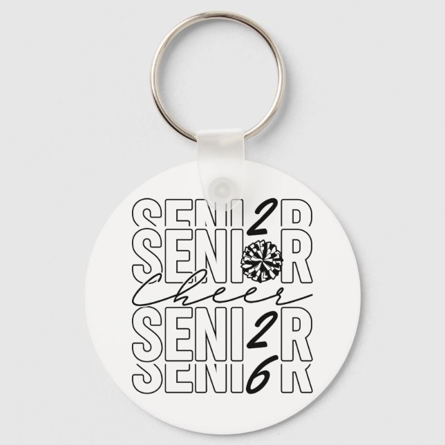 Cheer Senior 2026 Metal Circle Keychain (Front)