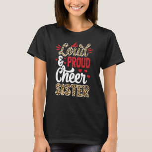 Cheer Sister Biggest Fan Leopard Print And Pom Pom T-Shirt