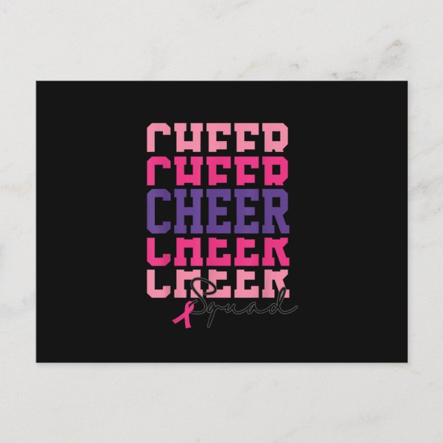 Cheer Squad Breast Cancer Awareness Pink Ribbon Wo Postcard (Front)