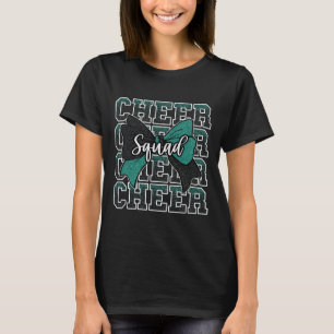 Cheer Squad Green Black Bow Sport Cheerleader Chee T-Shirt