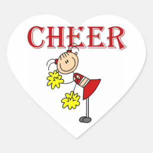 CHEER Stick Figure Cheerleader T-shirts and Gifts Heart Sticker