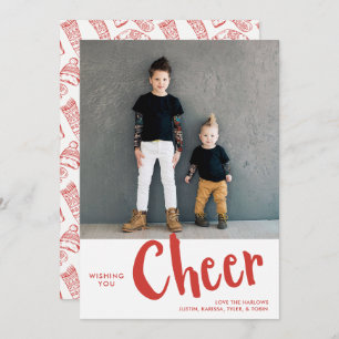 Cheer Sweater Pattern Christmas Photo Red Holiday Card