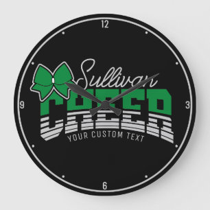Cheer Team ADD NAME School Athlete Cheerleader  Large Clock
