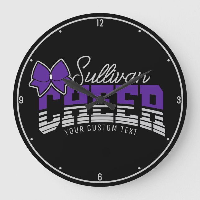 Cheer Team ADD NAME School Athlete Cheerleader  Large Clock (Front)