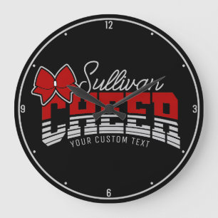 Cheer Team ADD NAME School Athlete Cheerleader  Large Clock