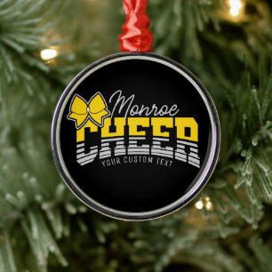 Cheer Team ADD NAME School Athlete Cheerleader  Metal Tree Decoration