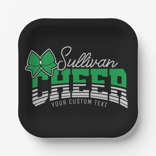 Cheer Team ADD NAME School Athlete Cheerleader  Paper Plate (Front)