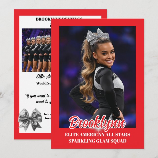 Cheer Team Cheerleader Signature Cards (Front/Back)