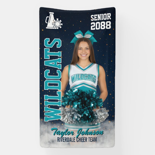 Cheer Team Custom Sports Photo Senior Cheerleading Banner (Vertical)