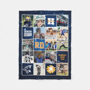 Cheer Team Senior Night Custom Photo Starry Night Fleece Blanket