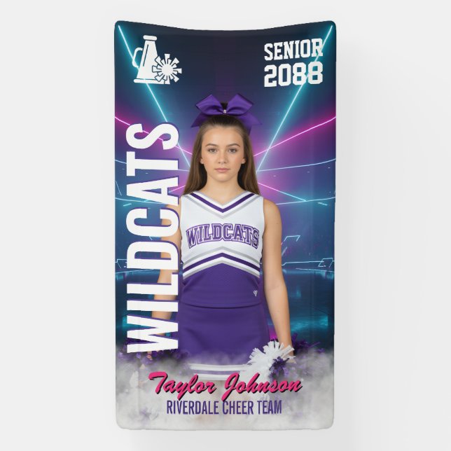 Cheer Team Sports Photo Cheerleading Senior Night Banner (Vertical)