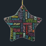Cheer Terms On The Chalkboard Ceramic Tree Decoration<br><div class="desc">Many multiple coloured chalk cheer terms and words scattered on the chalkboard to show your team spirit and love for cheer.</div>