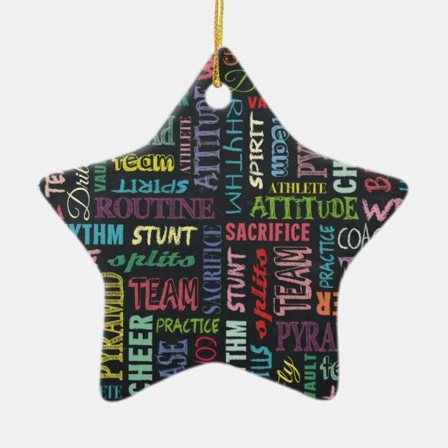 Cheer Terms On The Chalkboard Ceramic Tree Decoration (Front)