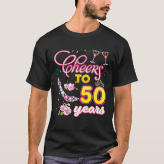 Cheer To 50 Years Old Wine 50Th Birthday Diamond S T-Shirt