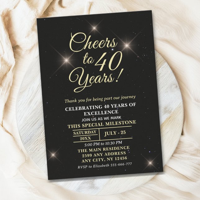 Cheer to Forty Years - 40th Anniversary Invitation (Creator Uploaded)