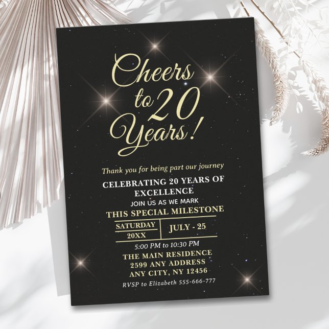 Cheer to Twenty Years - 20th Anniversary Invitation (Creator Uploaded)