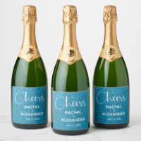 CHEER Turquoise Glitter Wedding Sparkling Wine Lab