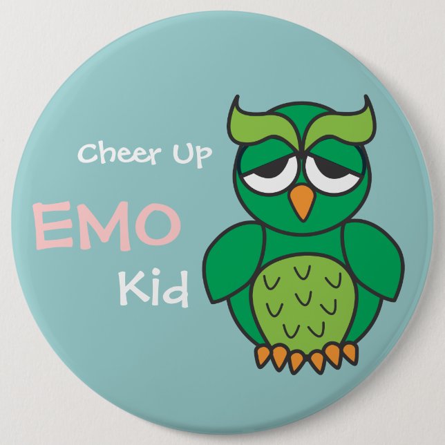 Cheer Up Emo Kid Owl 6 Cm Round Badge (Front)