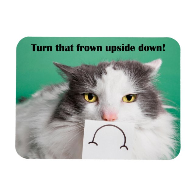 Cheer Up Encouragement Funny Cat With Frown  Magnet (Horizontal)