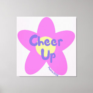 Cheer Up Pop Art Pink Floral Christian Canvas Art