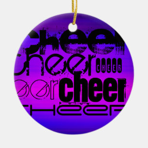 Cheer; Vibrant Violet Blue and Magenta Ceramic Tree Decoration