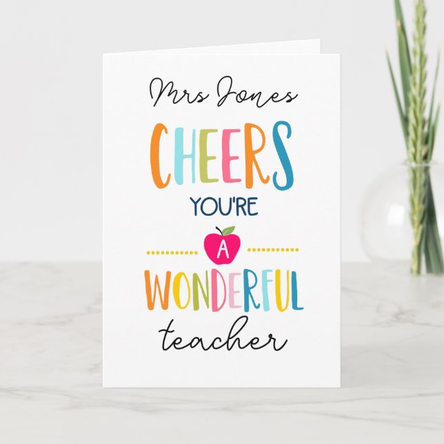 cheer you're a wonderful teacher, card (Front)
