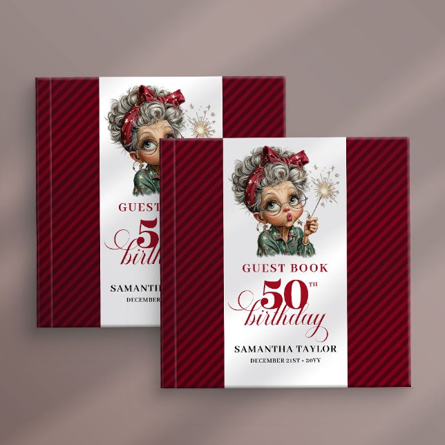 Cheerful 50th whimsical woman party guest book (Cheerful 50th whimsical woman party guest book)