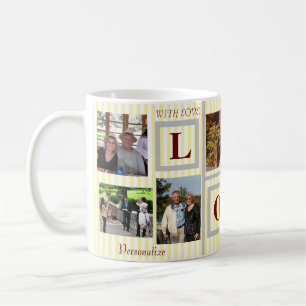 CHEERFUL 8 PHOTO LOVE MESSAGE EASY FILL  COFFEE MUG