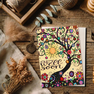 Cheerful and Happy Get Well Soon Whimsical Tree Card