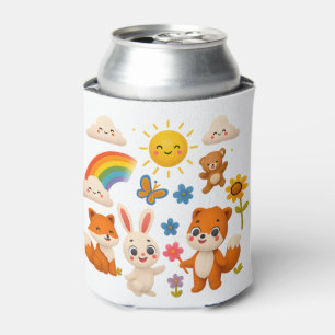Cheerful Animals and Rainbow Can Cooler