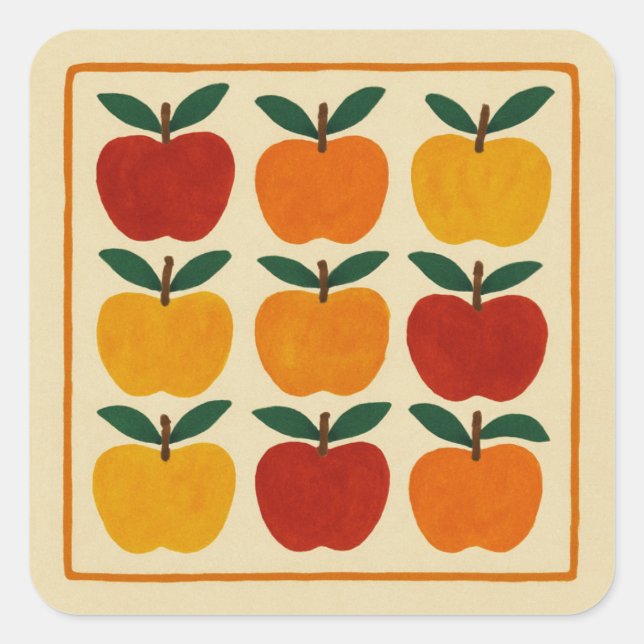 Cheerful Apple Arrangement Square Sticker (Front)