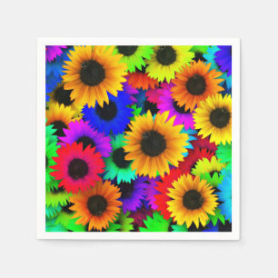 Cheerful Array of Colourful Sunflowers Napkin