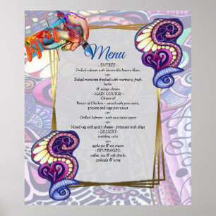 Cheerful Artist blue Party Doodle Creation Poster