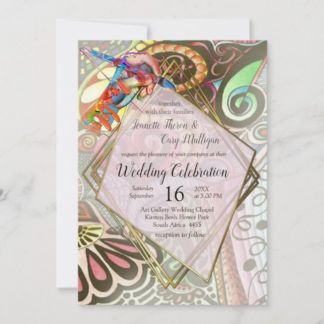 Cheerful Artist Party Doodle Creation Invitation (Front)
