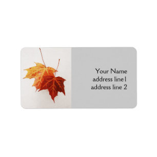 cheerful autumn maple leaves label
