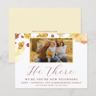 Cheerful Autumn Watercolor New Neighbour Postcard
