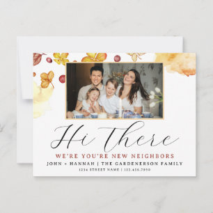 Cheerful Autumn Watercolor New Neighbour Postcard