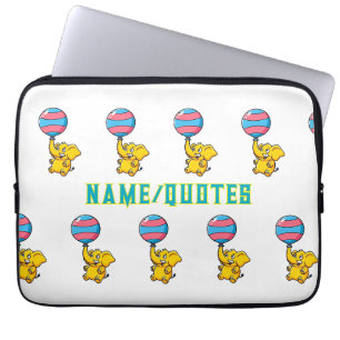 Cheerful Baby Elephant Hot Air Balloon Laptop Sleeve