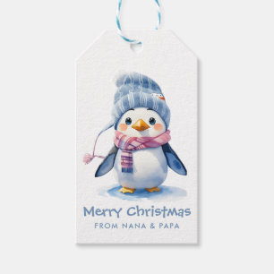 Cheerful Baby Penguin Holiday Kids Christmas Gift Tags