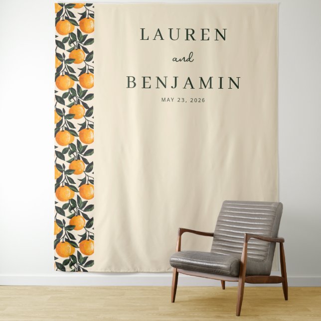 Cheerful Beige Citrus Fruits Tapestry (In Situ)