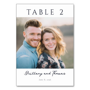 Cheerful Beige Minimalist Photo Table Number