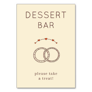 Cheerful Beige Minimalist Wedding Rings Table Number