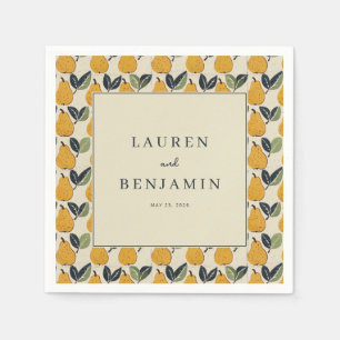 Cheerful Beige Pear Illustration Napkin