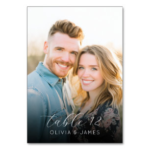 Cheerful Beige Realistic Photo Table Number