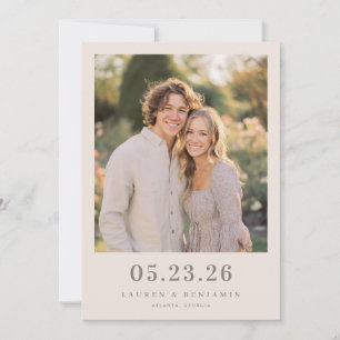 Cheerful Beige Romantic Photo Save The Date